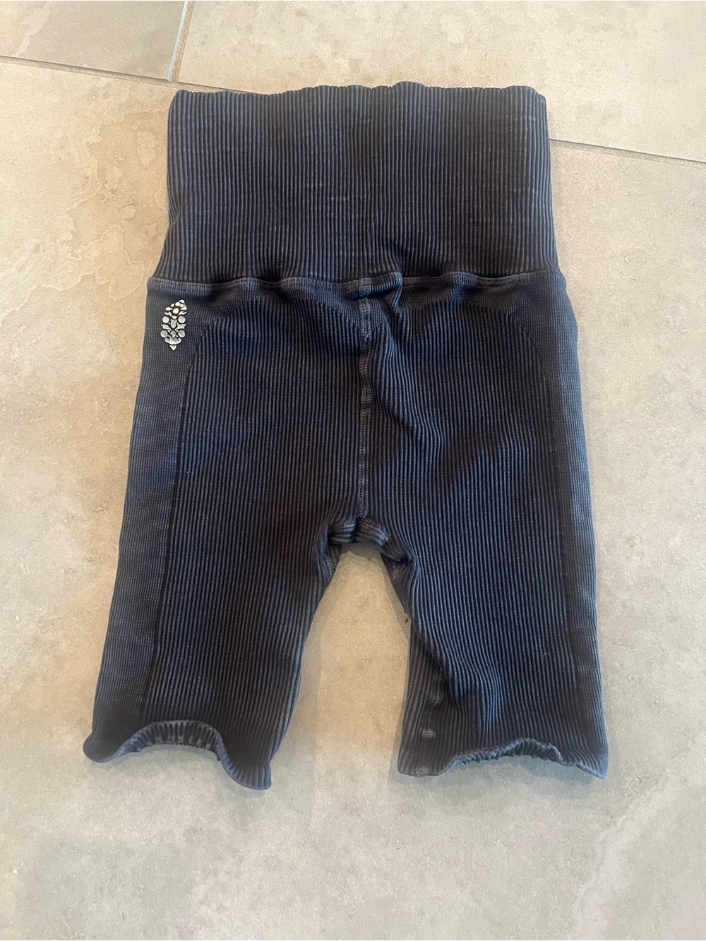 FP Movement by Free People Ribbed Black Bike Shorts with Side Emblem